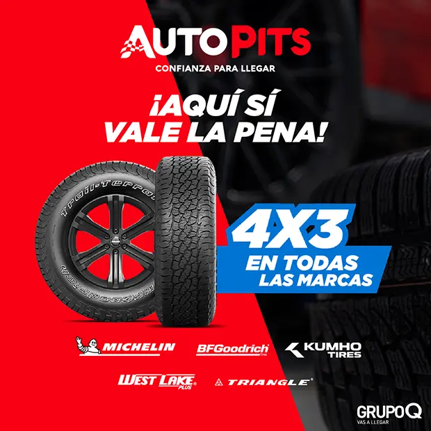 4x3. En todas las marcas! Michelin, BFGoodrich, kumho tires, west lake plus, triangle.
